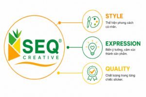 Giá trị cốt lõi SEQ Creative với Style, Expression và Quality trong lĩnh vực sticker và decal